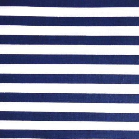 Navy White One Inch Stripe Poly Cotton Fabric - Fashion Fabrics Los Angeles