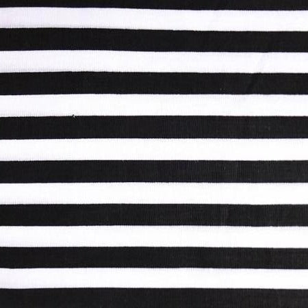 Black White Half Inch Stripe Poly Cotton Fabric - Fashion Fabrics Los Angeles