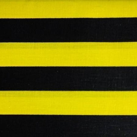 Black Yellow One Inch Stripe Poly Cotton Fabric - Fashion Fabrics Los Angeles