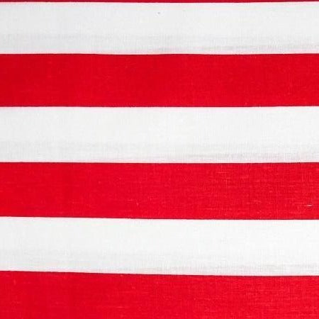Red White One Inch Stripe Poly Cotton Fabric - Fashion Fabrics Los Angeles