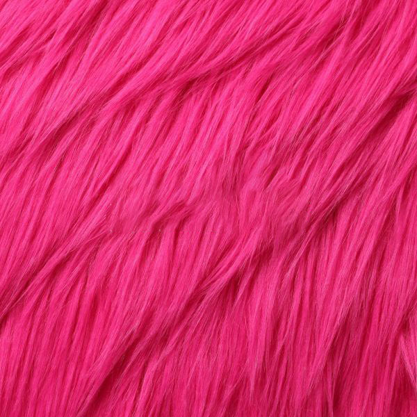 Hot Pink Luxury Long Pile Shaggy Faux Fur Fabric - Fashion Fabrics Los Angeles