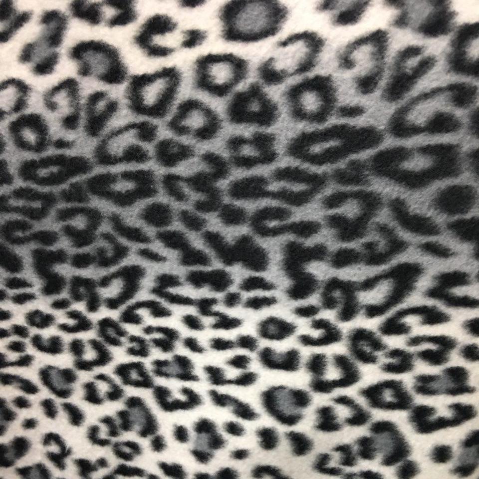 Gray Leopard Print Fleece Fabric - Fashion Fabrics Los Angeles