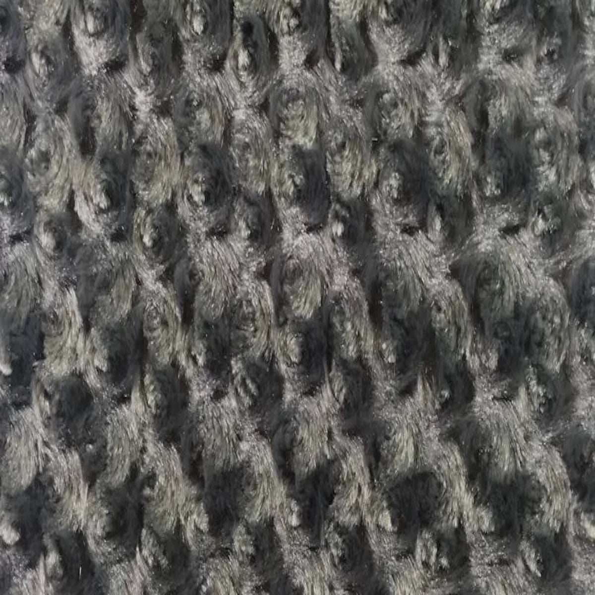Charcoal Swirl Rosebud Faux Fur Fabric - Fashion Fabrics LLC