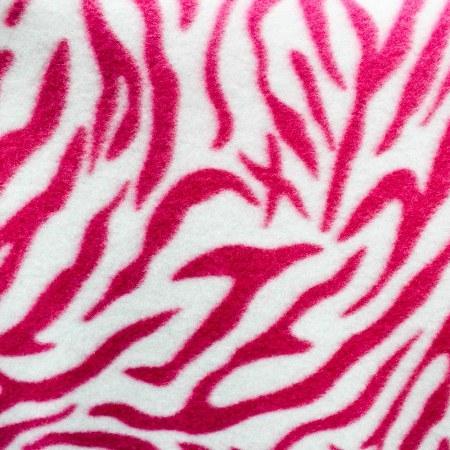 Hot Pink | White Zebra Print Fleece Fabric - Fashion Fabrics Los Angeles
