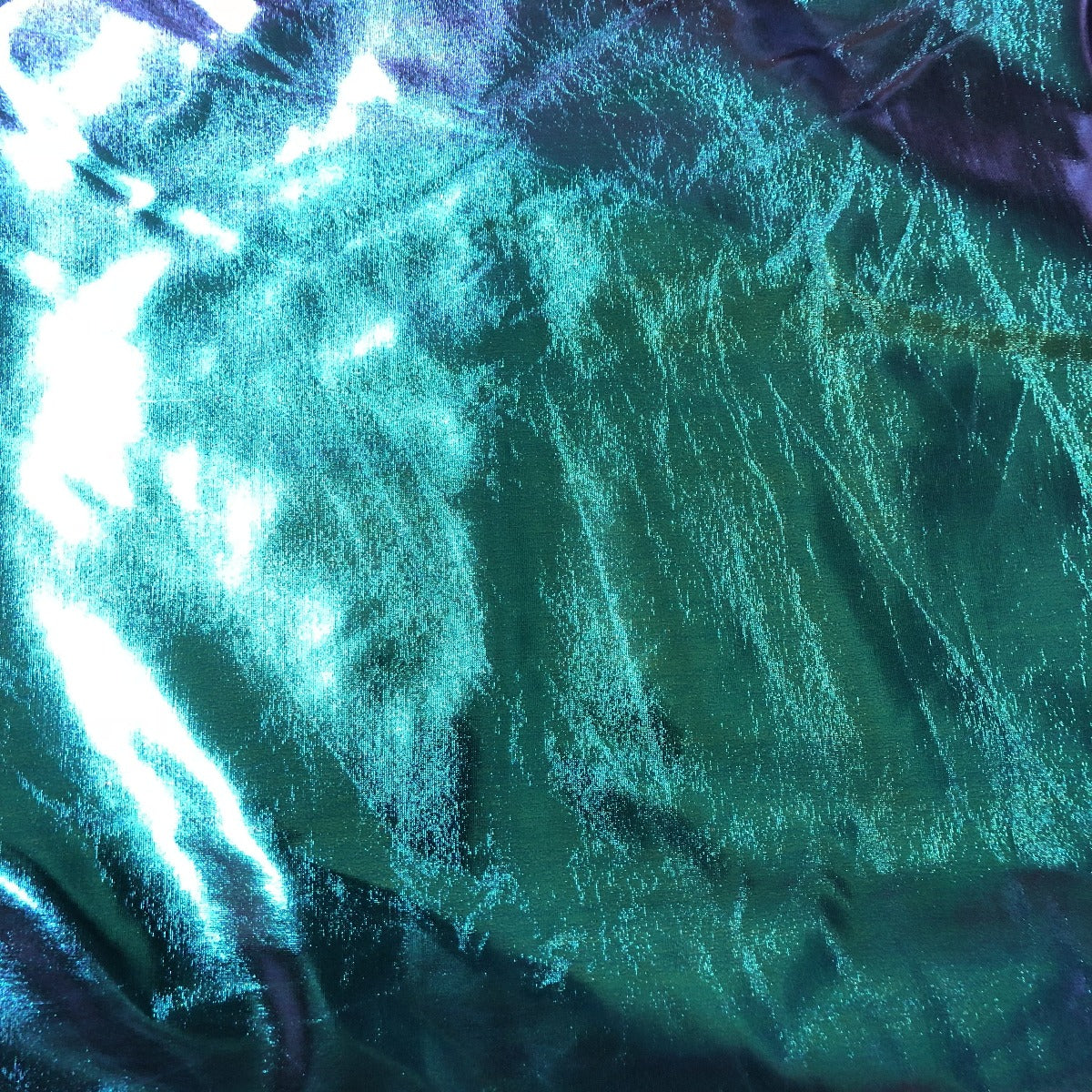Blue | Green Metallic Iridescent Foil Spandex Fabric - Fashion Fabrics Los Angeles