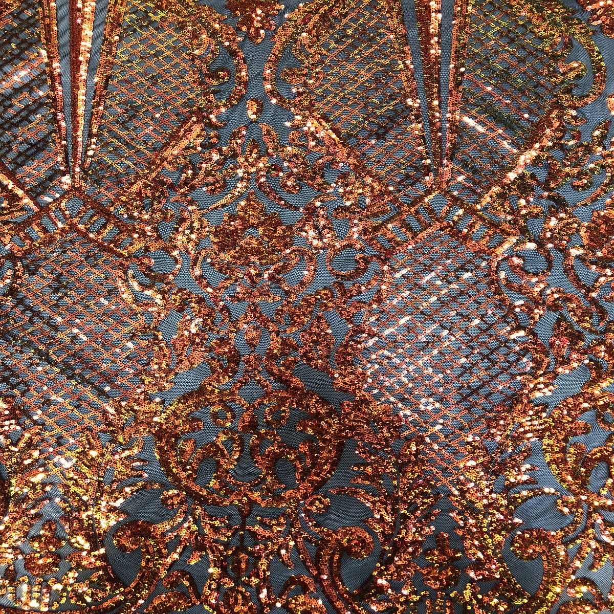 Orange Iridescent Chantal Deluxe Sequin Fabric - Fashion Fabrics LLC