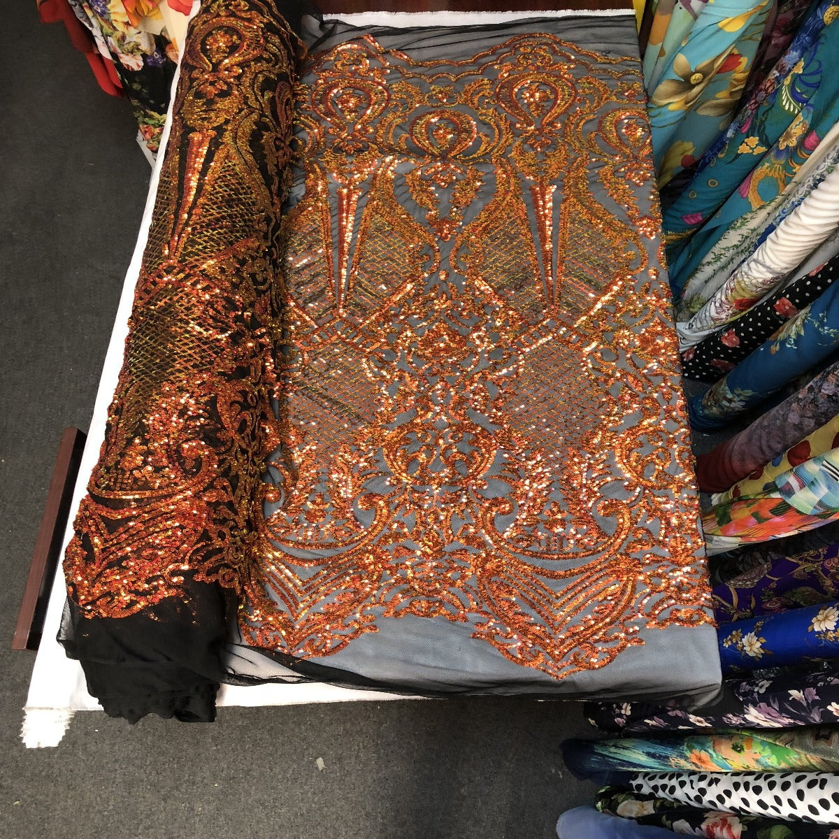 Pearl White Iridescent Chantal Deluxe Sequin Fabric - Fashion Fabrics LLC