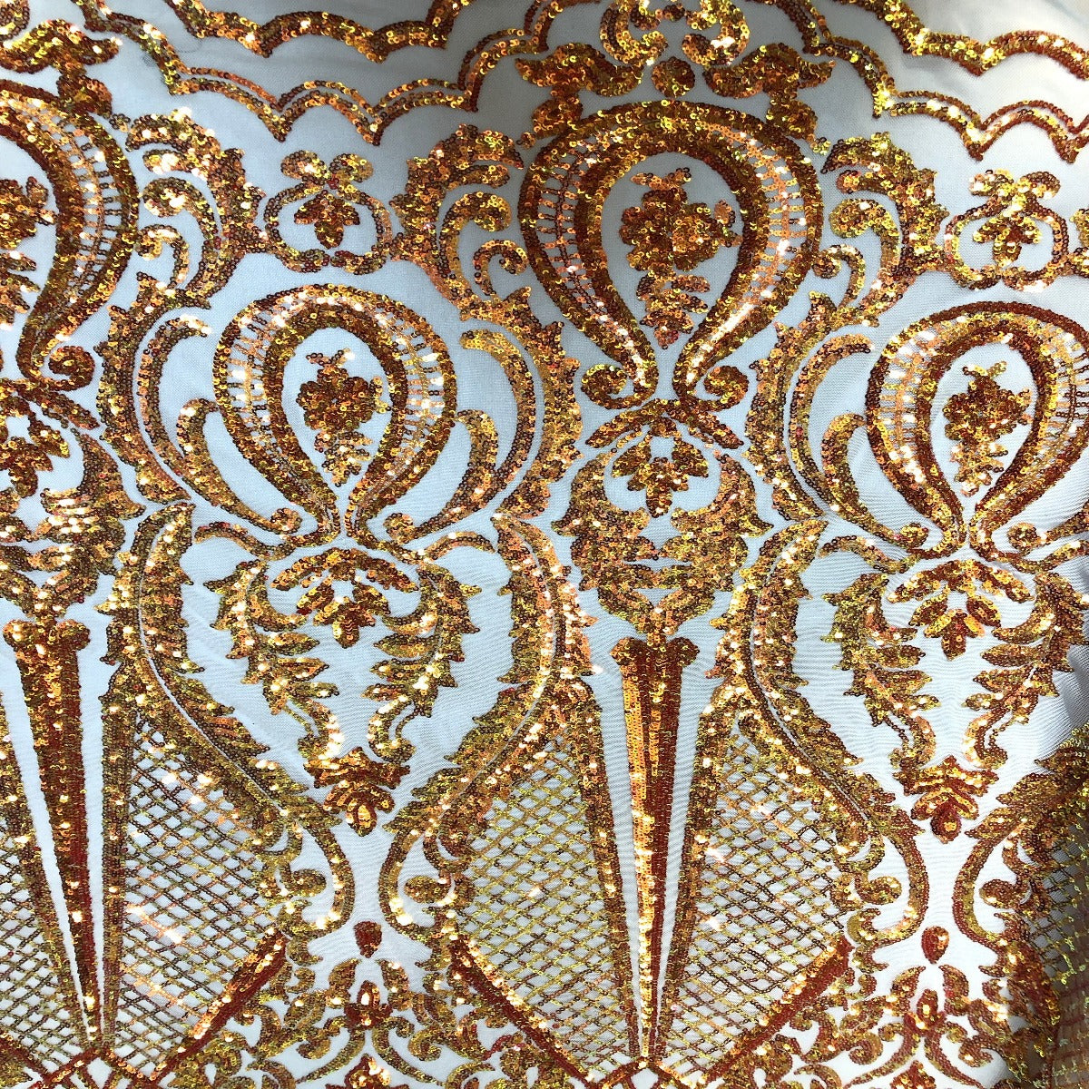 Orange II Iridescent Chantal Deluxe Sequin Fabric - Fashion Fabrics LLC