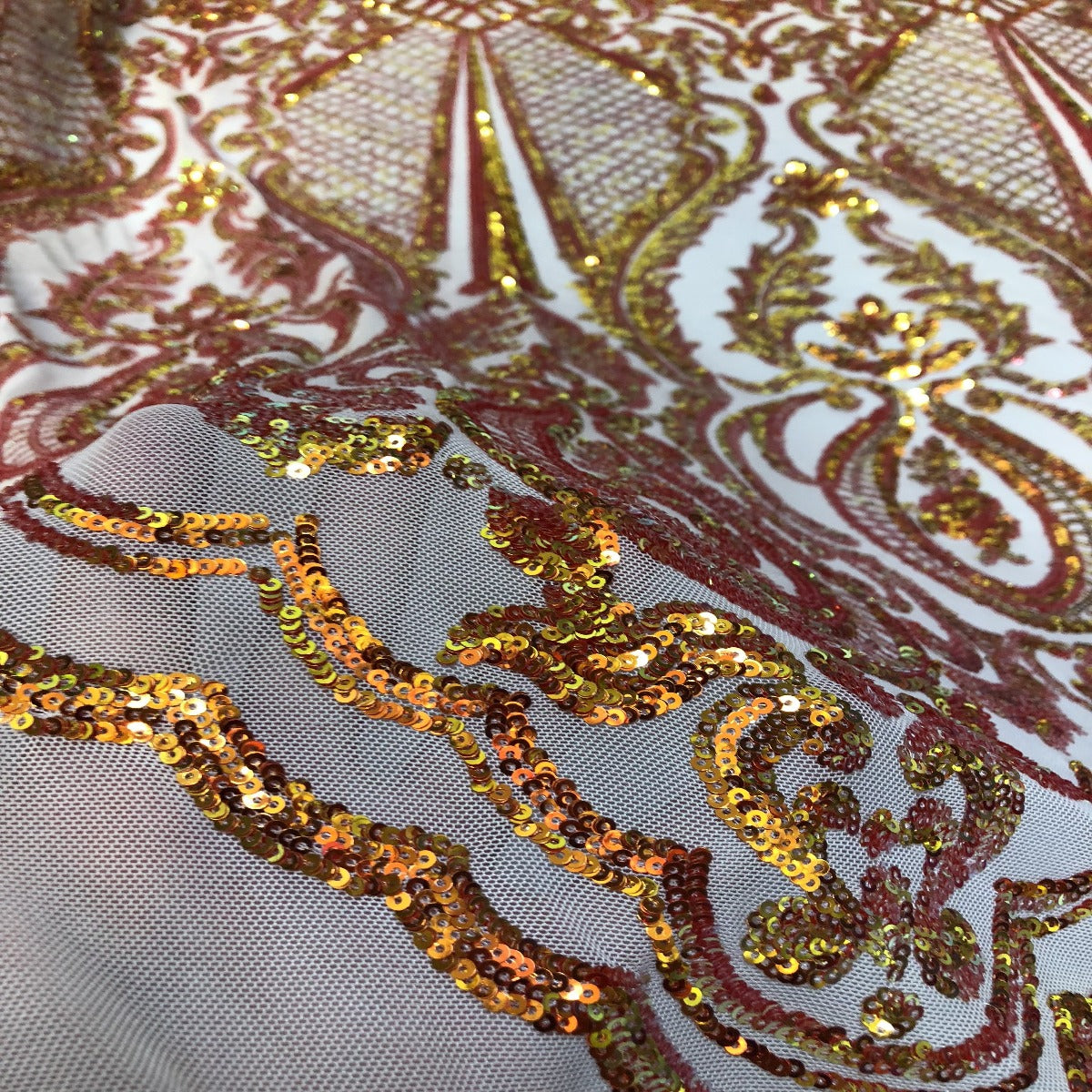 Orange II Iridescent Chantal Deluxe Sequin Fabric - Fashion Fabrics LLC