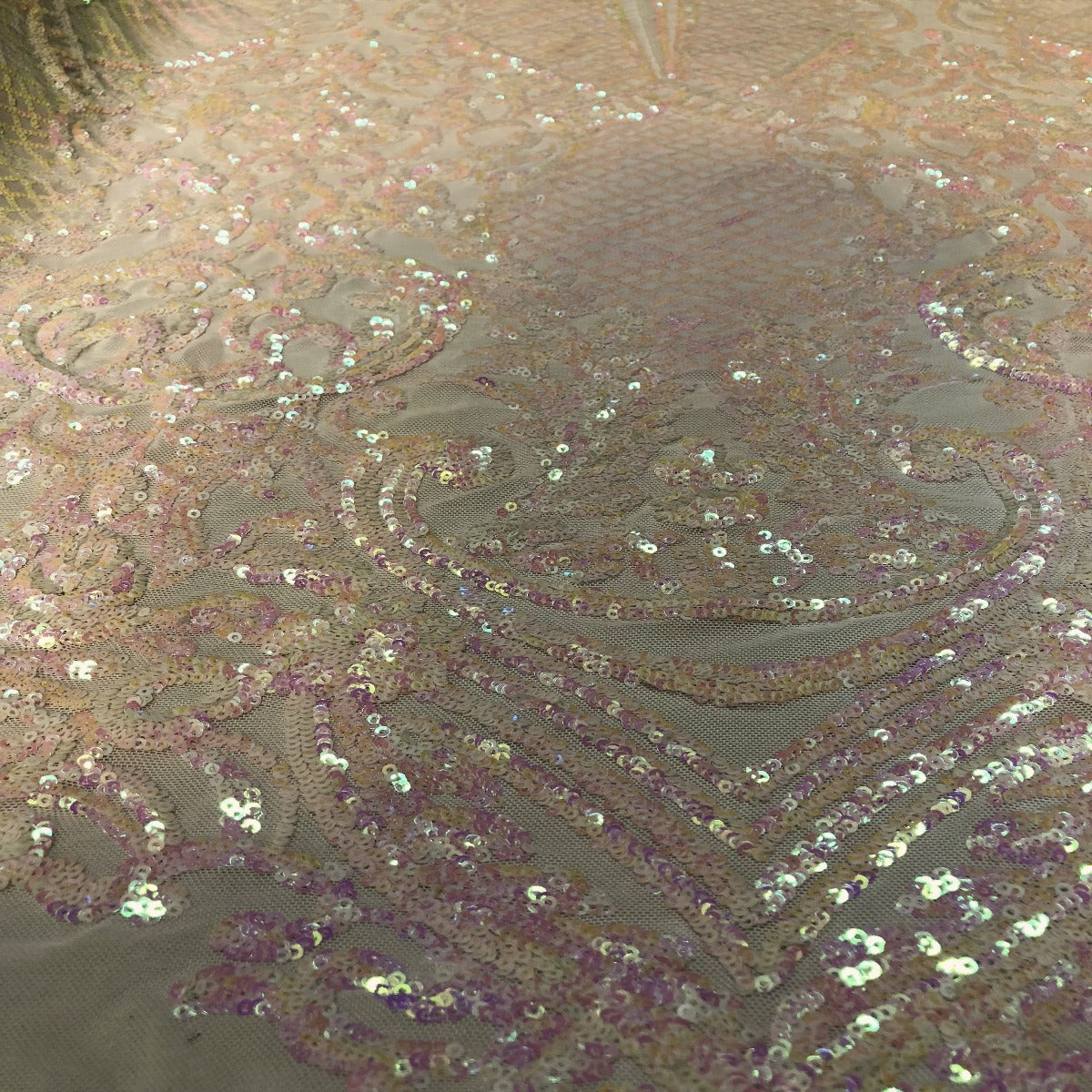 White Iridescent Chantal Deluxe Sequin Fabric - Fashion Fabrics LLC