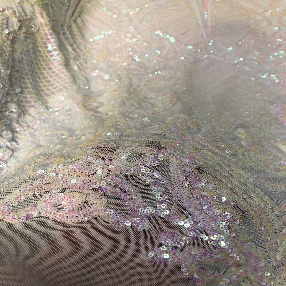 White Iridescent Chantal Deluxe Sequin Fabric - Fashion Fabrics LLC