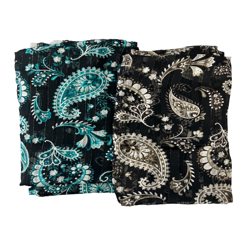 Paisley Print Metallic Stripe Chiffon Fabric - Fashion Fabrics LLC