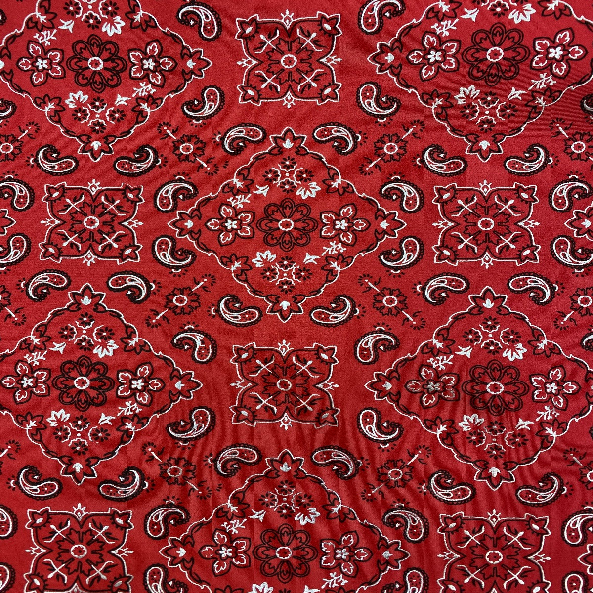 Red Bandanna Paisley Spandex Fabric - Fashion Fabrics Los Angeles