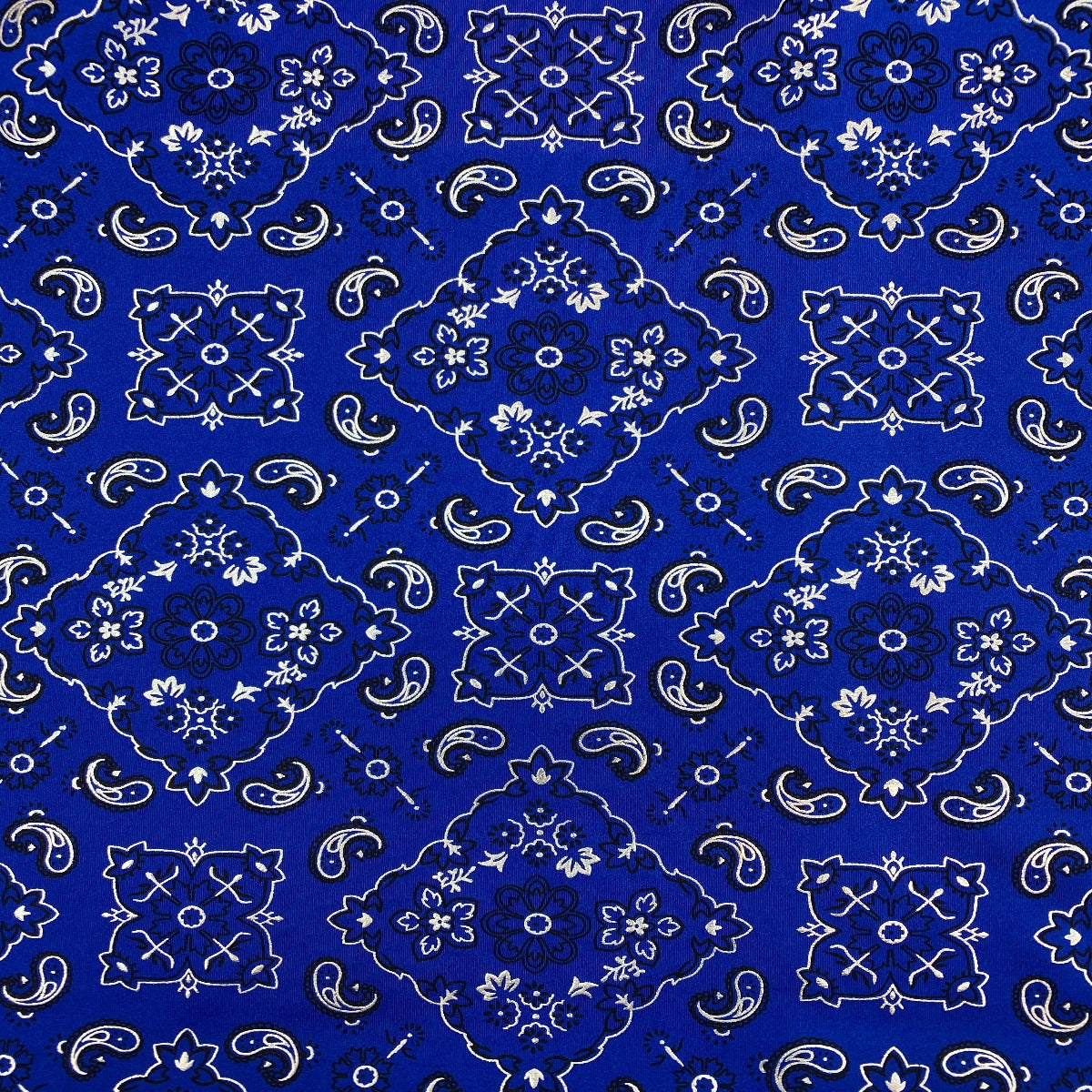 Royal Blue Bandanna Paisley Spandex Fabric - Fashion Fabrics Los Angeles