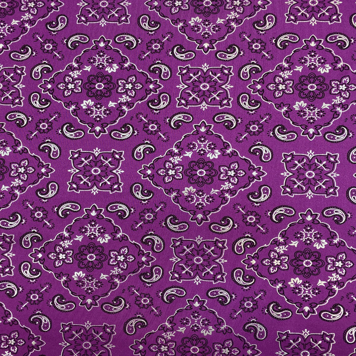 Magenta Bandanna Paisley Spandex Fabric - Fashion Fabrics Los Angeles
