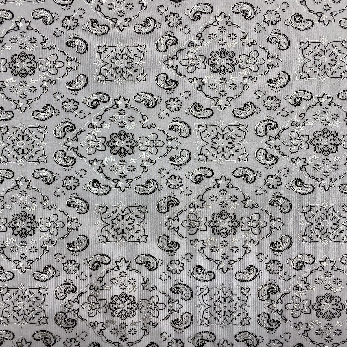 White Bandanna Paisley Spandex Fabric - Fashion Fabrics Los Angeles