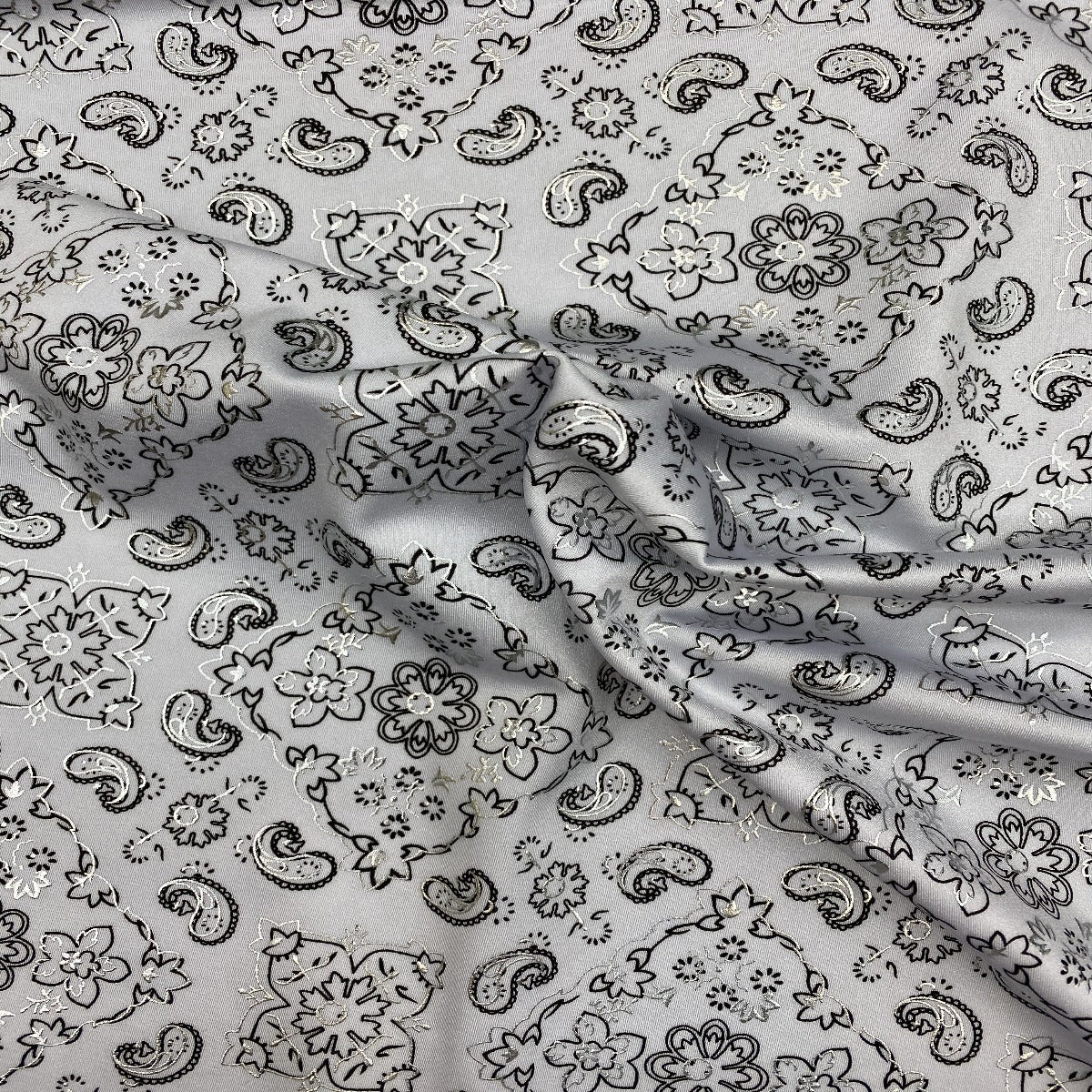 White Bandanna Paisley Spandex Fabric - Fashion Fabrics Los Angeles