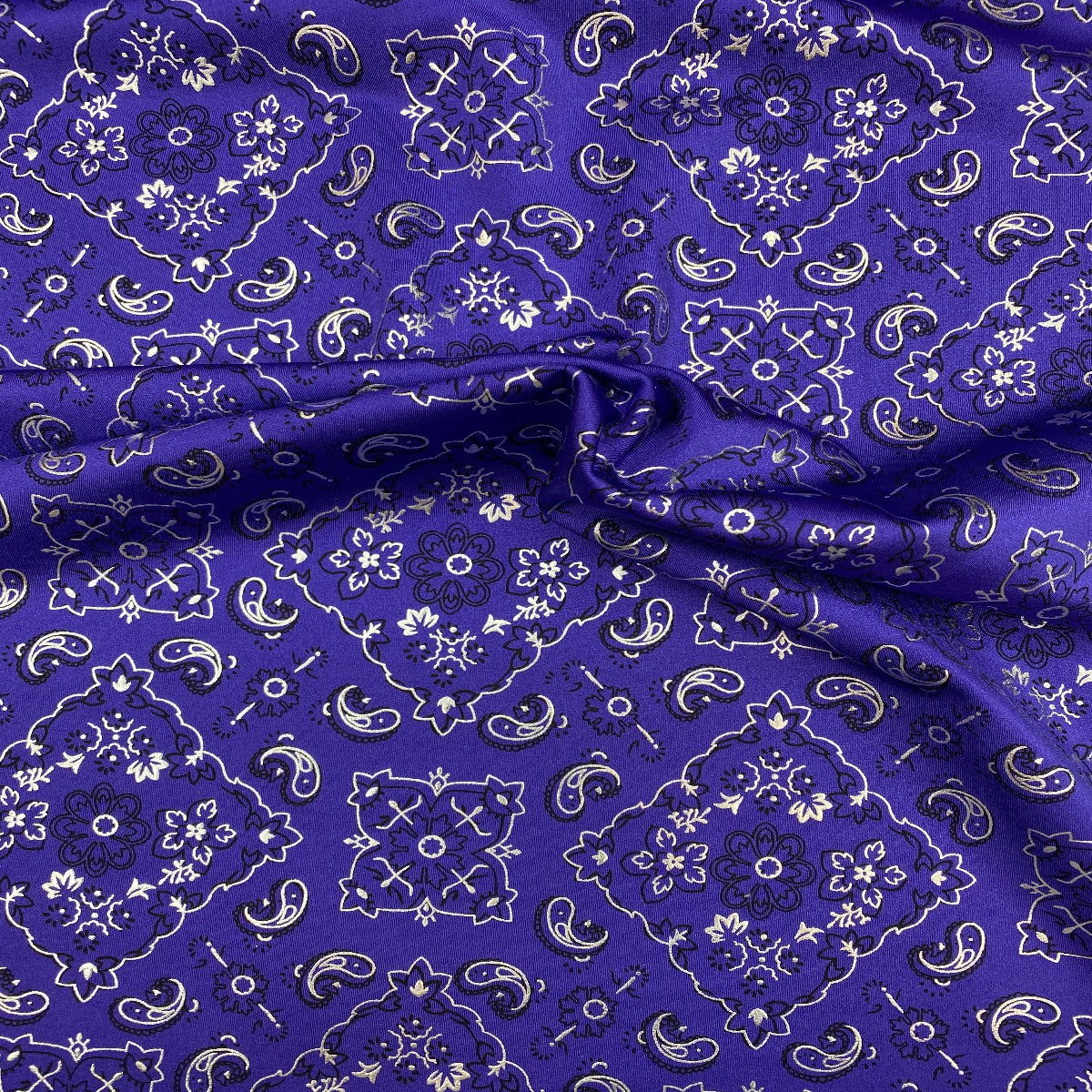 Purple Bandanna Paisley Spandex Fabric - Fashion Fabrics Los Angeles