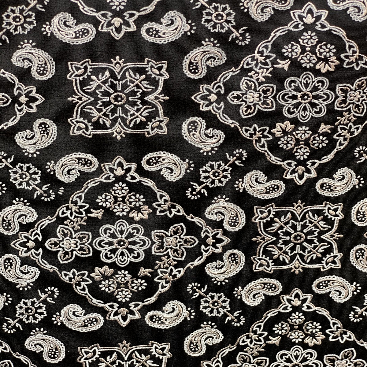 Black Bandanna Paisley Spandex Fabric - Fashion Fabrics Los Angeles