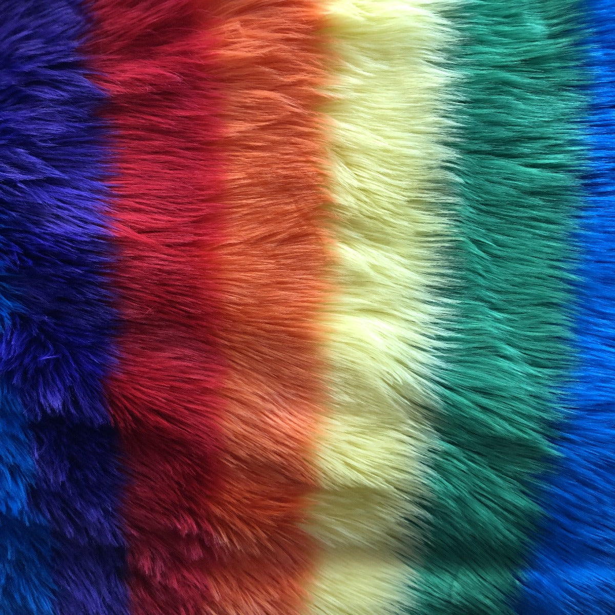 Rainbow 2 Striped Faux Fur Fabric - Fashion Fabrics Los Angeles
