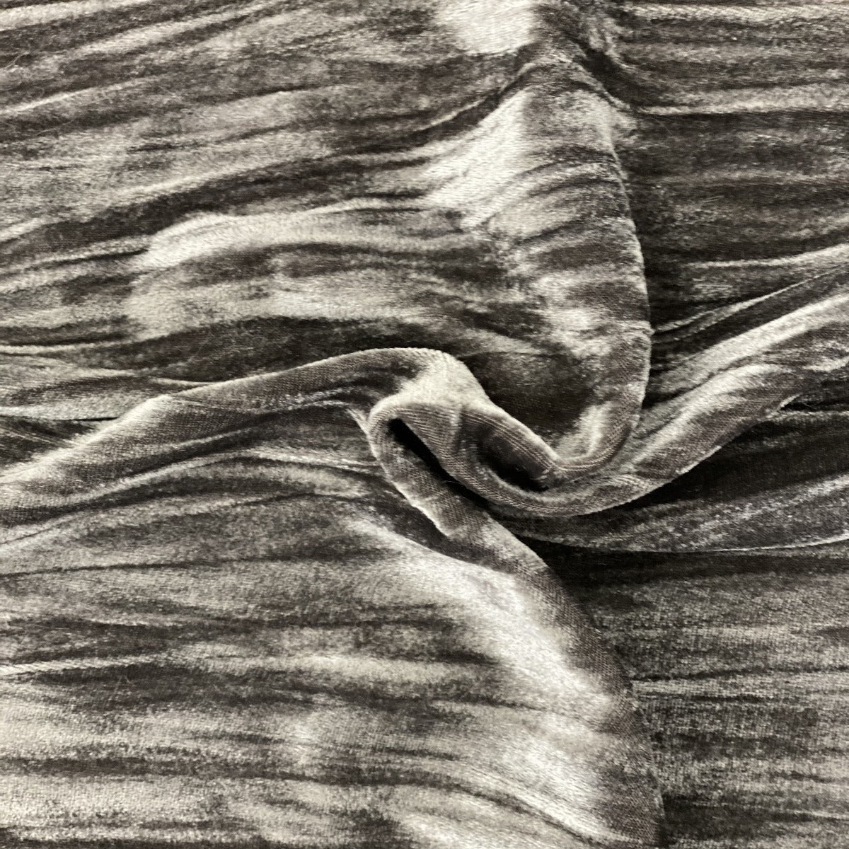 Gray Crinkle Stretch Velvet Fabric - Fashion Fabrics Los Angeles