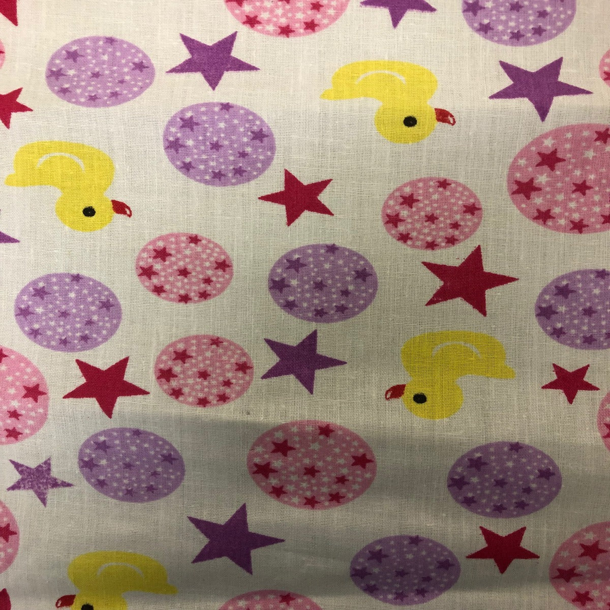 Pink Purple Rubber Ducky Print Poly Cotton Fabric - Fashion Fabrics Los Angeles