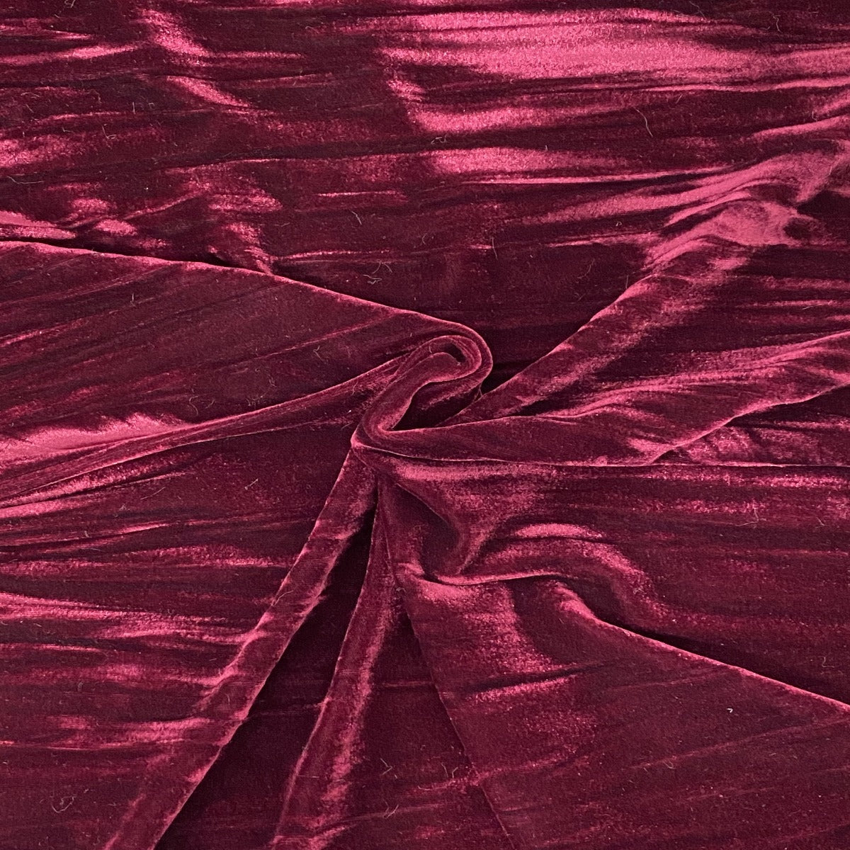 Maroon Red Crinkle Stretch Velvet Fabric - Fashion Fabrics Los Angeles