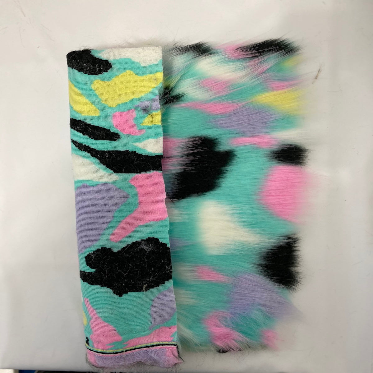 Light Blue Candyland Patchwork Faux Fur Fabric - Fashion Fabrics Los Angeles