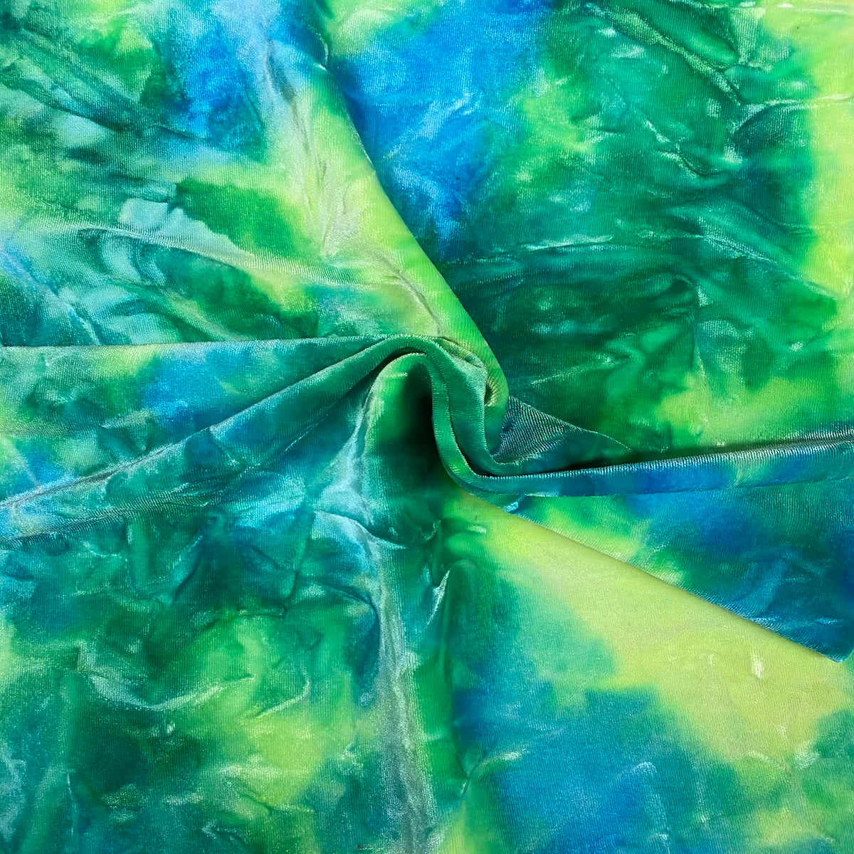 Blue Green Tie Dye Stretch Velvet Fabric - Fashion Fabrics Los Angeles