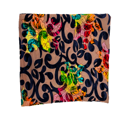Bombay Multicolor Floral Burnout Stretch Velvet Fabric
