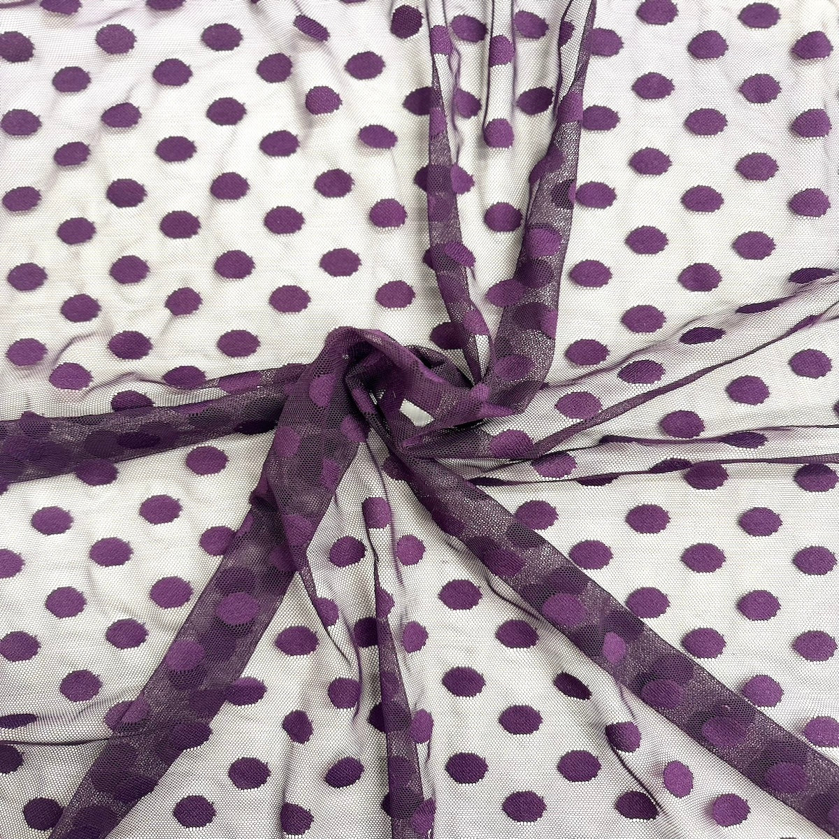 Flocked Polka Dot Mesh Apparel Lingerie Crafting Fabric