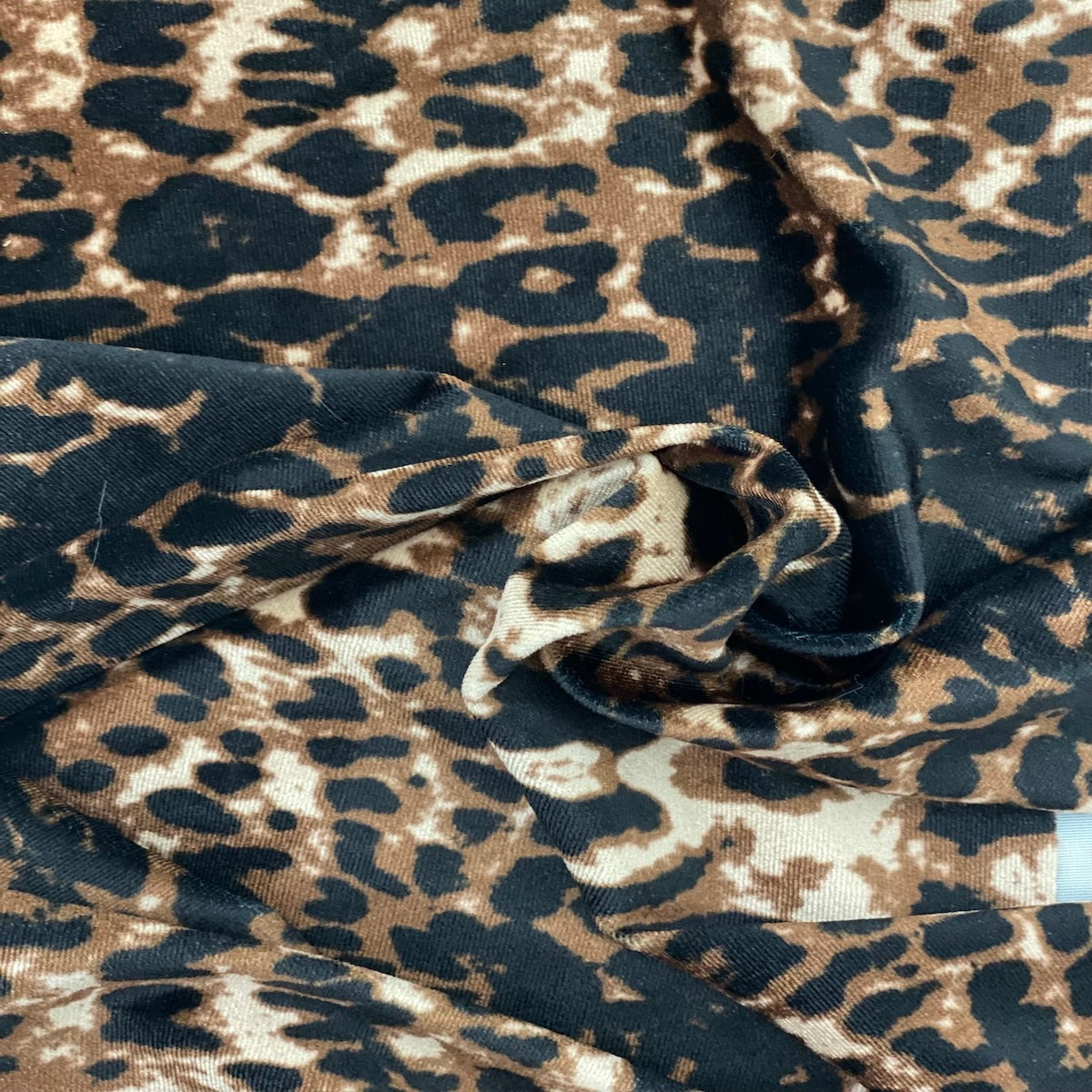 Safari Leopard Print Stretch Velvet Fabric - Fashion Fabrics Los Angeles