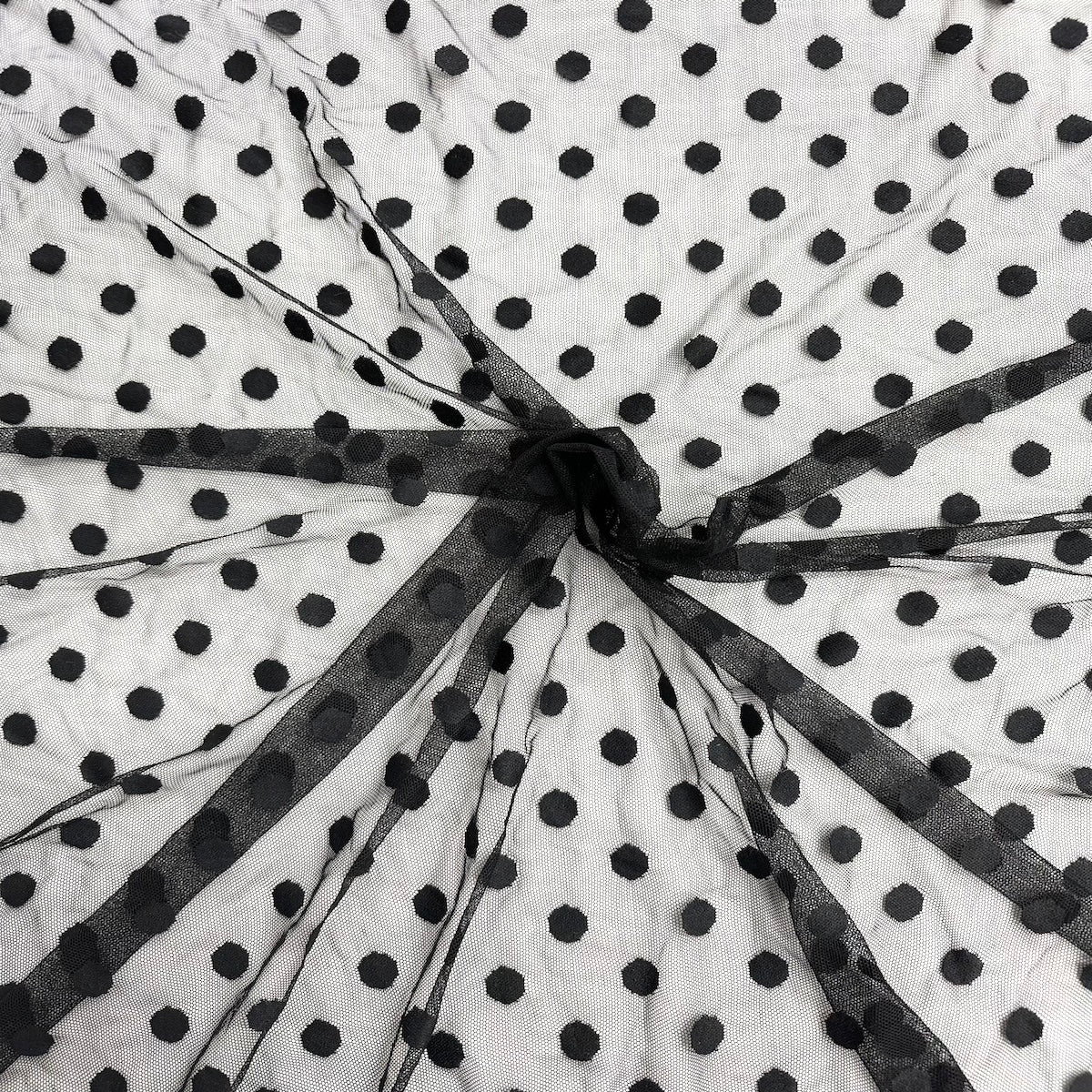 Flocked Polka Dot Mesh Fabric