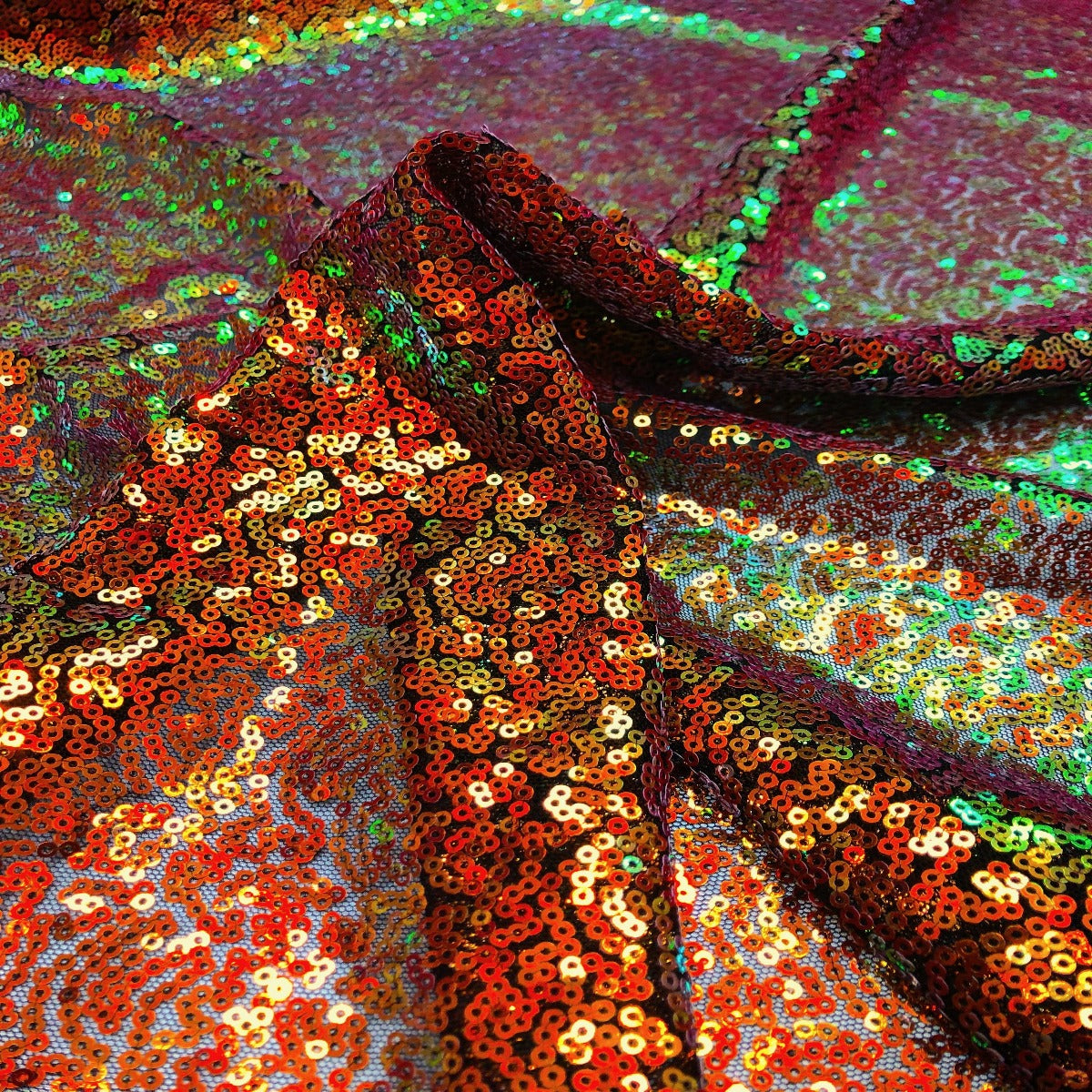Orange Iridescent All Over Sequins Fabric - Fashion Fabrics LLC