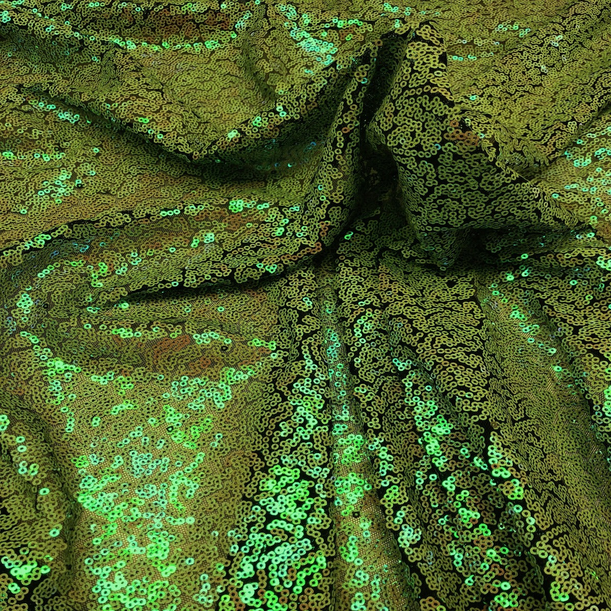 Neon Green Iridescent All Over Sequins Fabric - Fashion Fabrics LLC