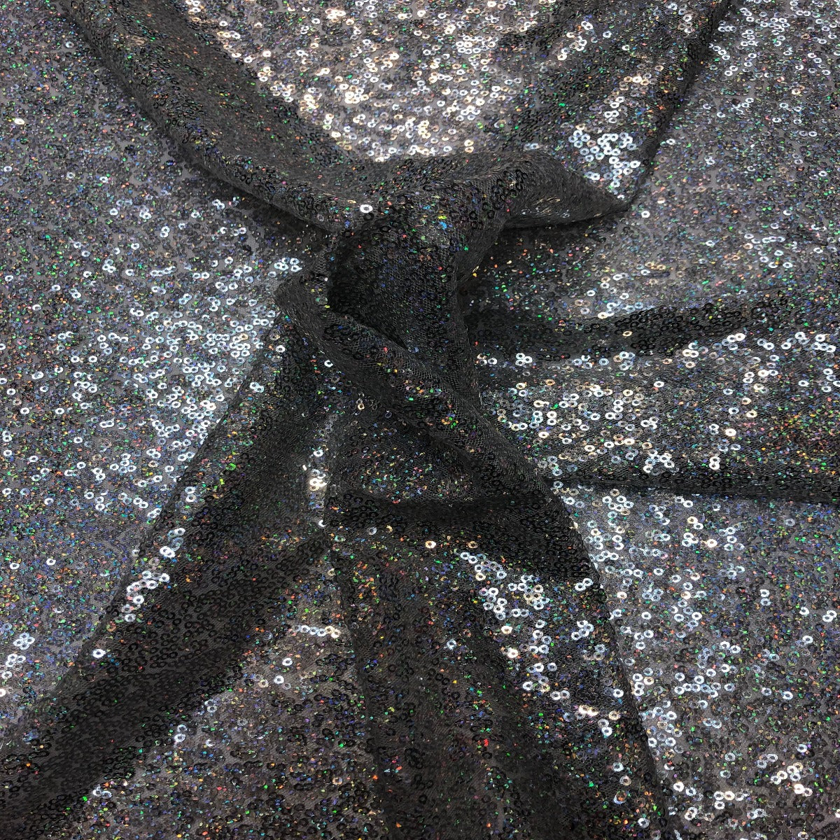 Black Iridescent All Over Sequins Fabric - Fashion Fabrics LLC