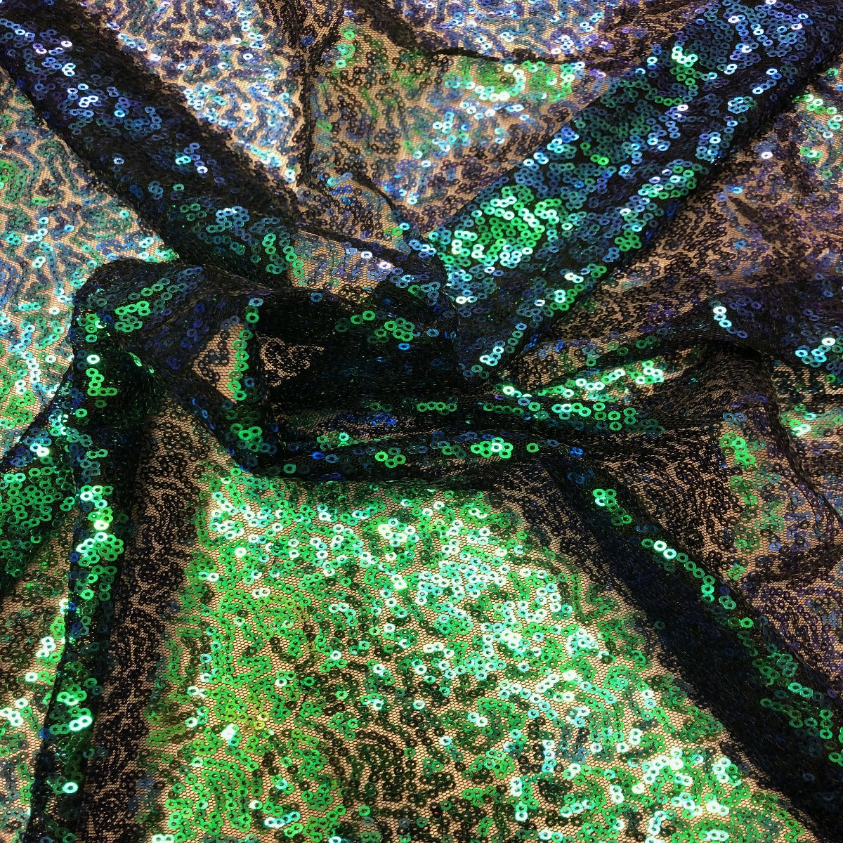 Green Iridescent All Over Sequins Fabric - Fashion Fabrics LLC