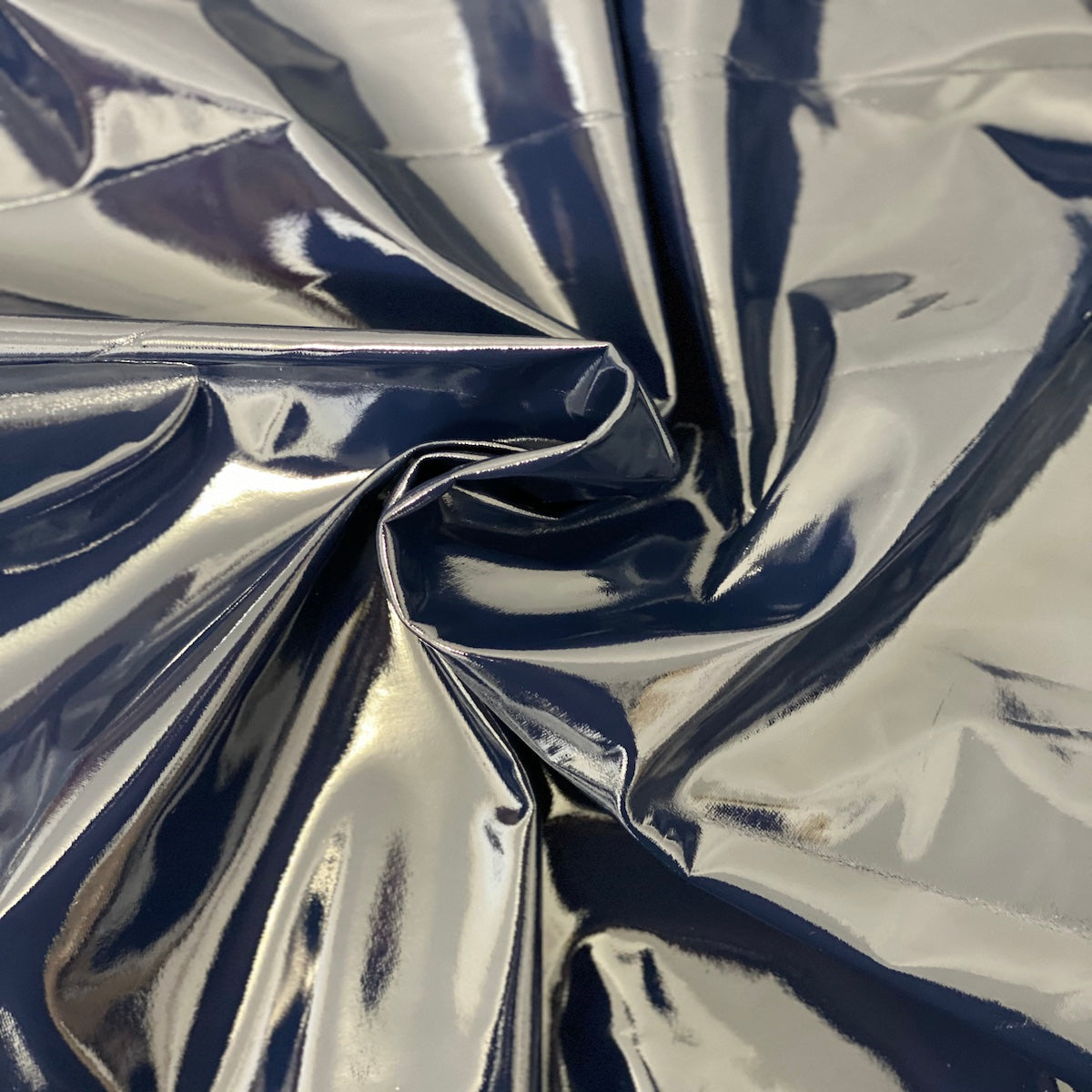 Navy Blue Faux Patent Leather Apparel Vinyl Fabric - Fashion Fabrics LLC