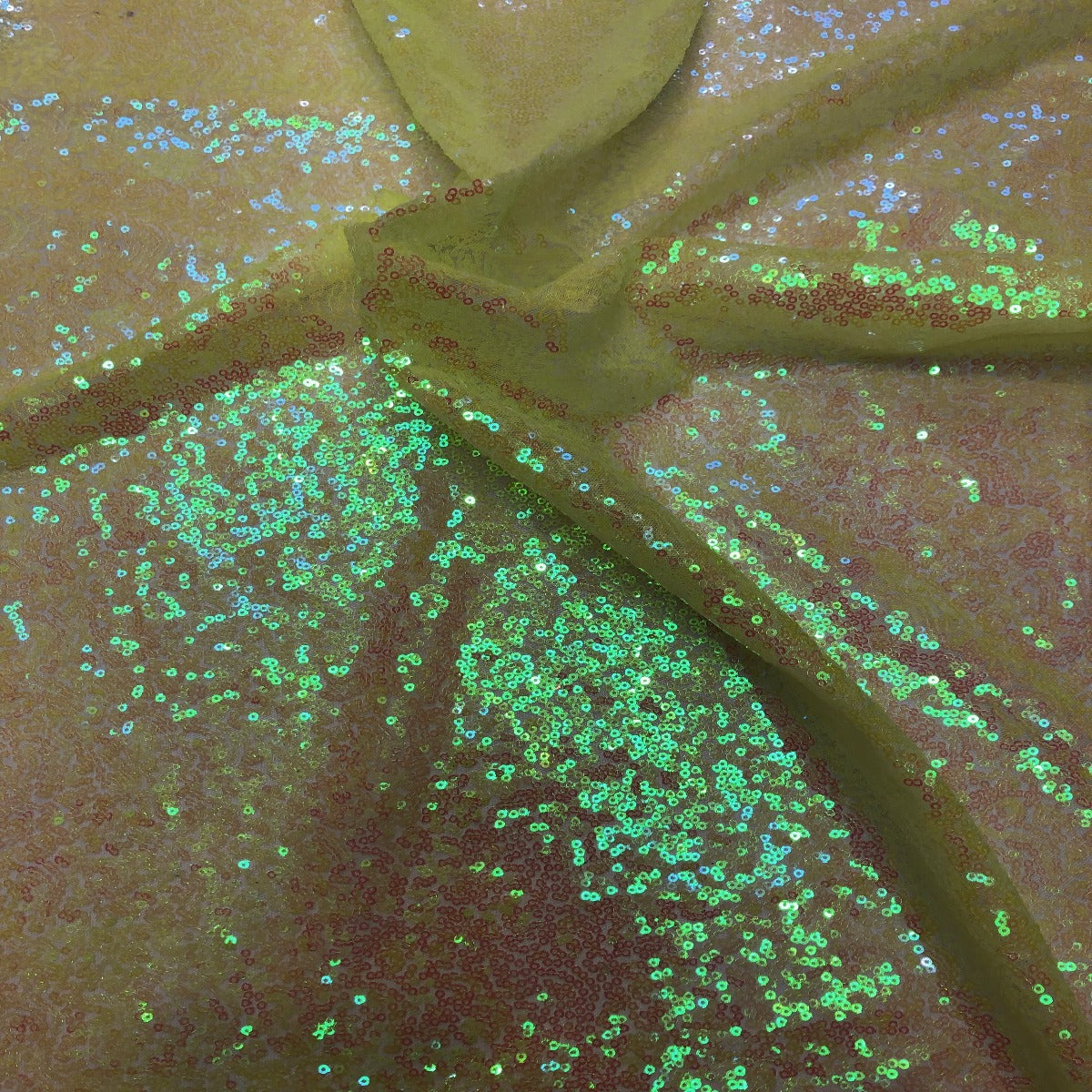 Yellow Iridescent All Over Sequins Fabric - Fashion Fabrics LLC