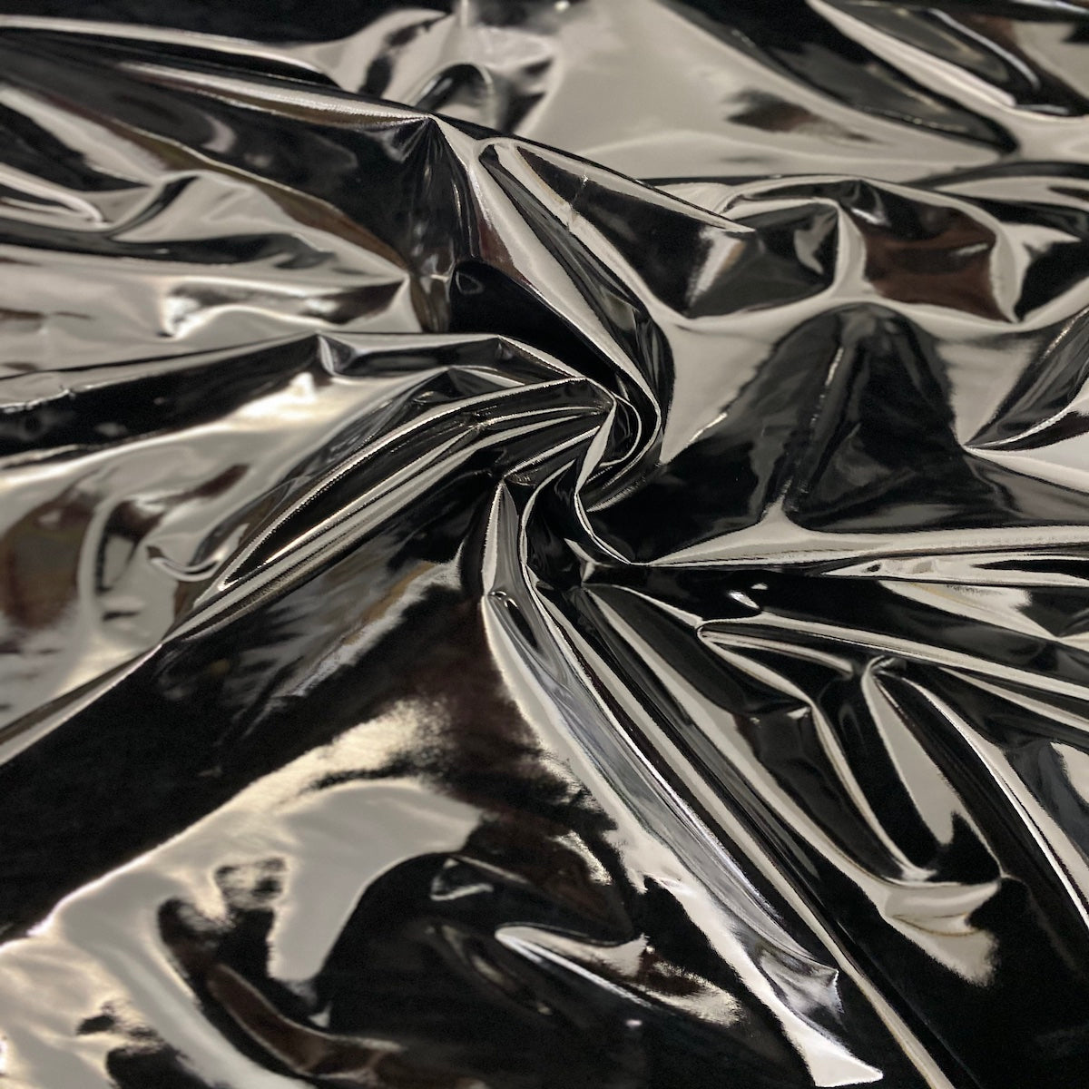 Black Faux Patent Leather Apparel Vinyl Fabric
