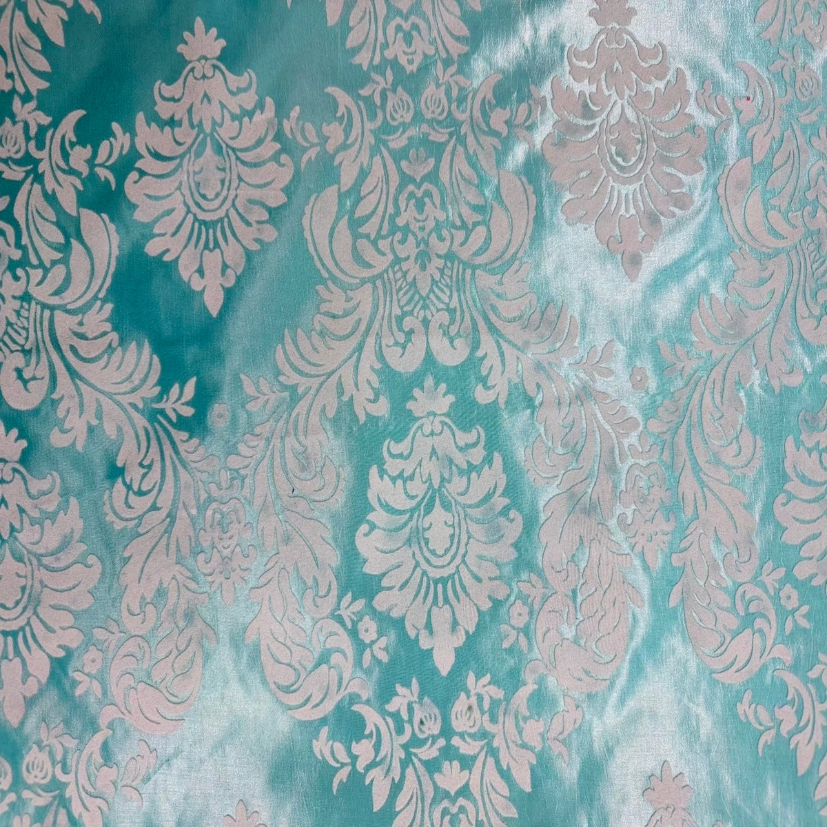 Damask Flocked Taffeta Fabric