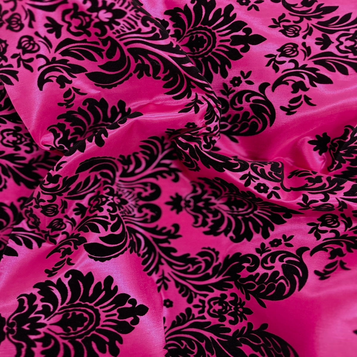 Damask Flocked Taffeta Fabric