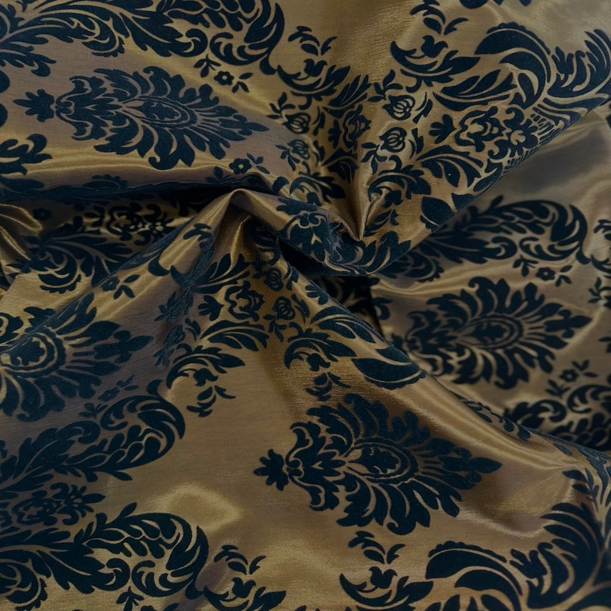Damask Flocked Taffeta Fabric