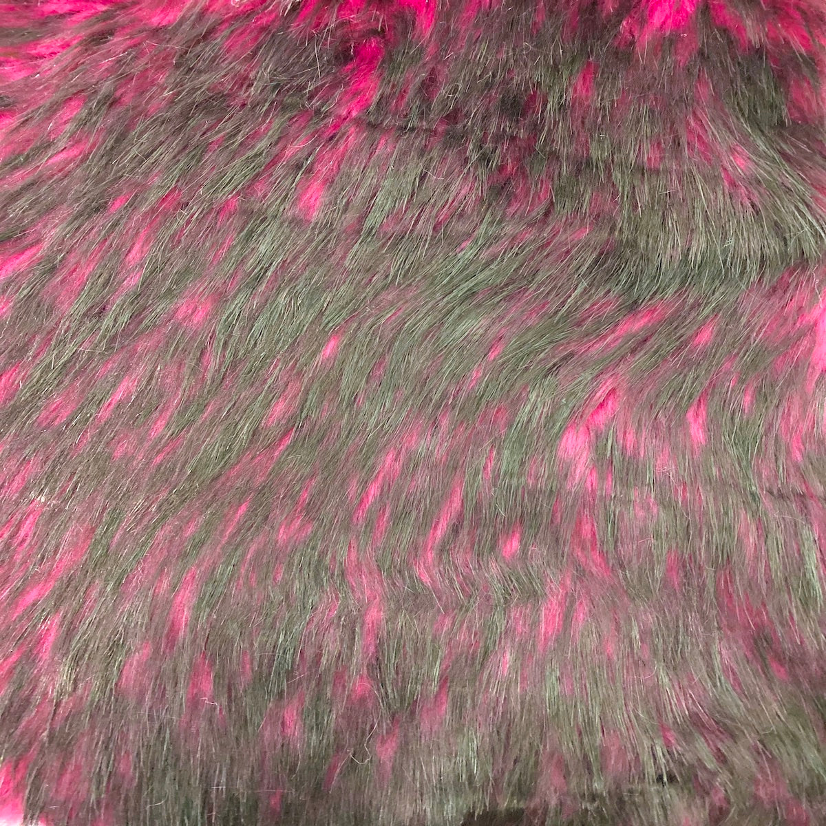 Fuchsia Black Husky Print Long Pile Shaggy Faux Fur Fabric - Fashion Fabrics LLC