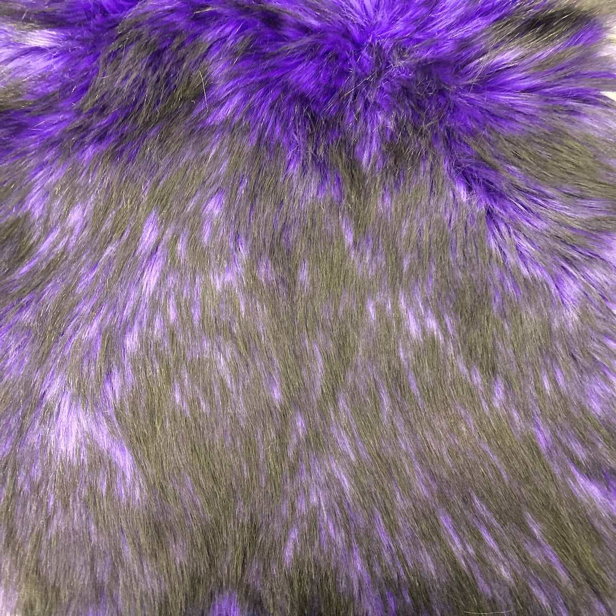 Purple Black Husky Print Long Pile Shaggy Faux Fur Fabric - Fashion Fabrics LLC