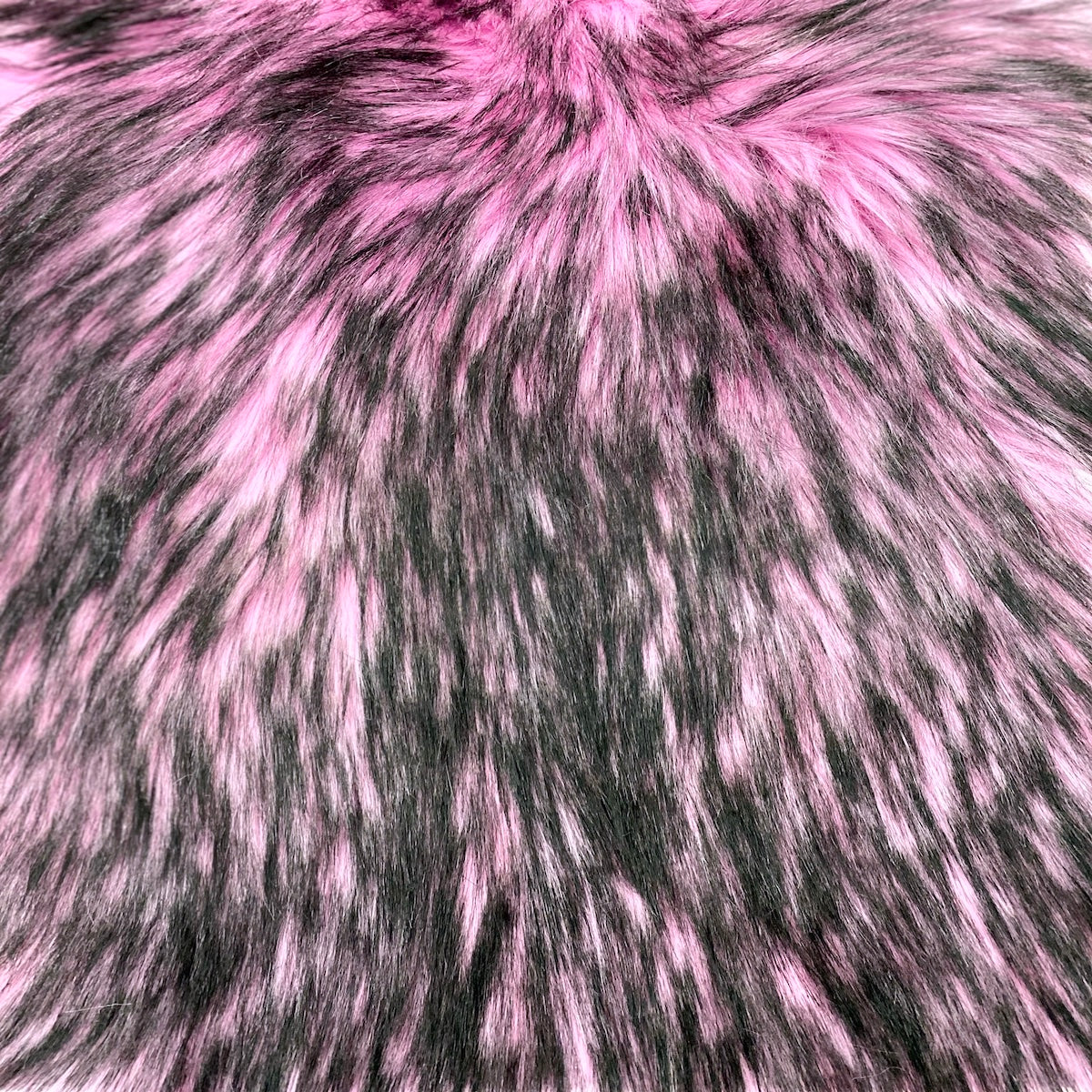 Light Pink Black Husky Print Long Pile Shaggy Faux Fur Fabric - Fashion Fabrics LLC