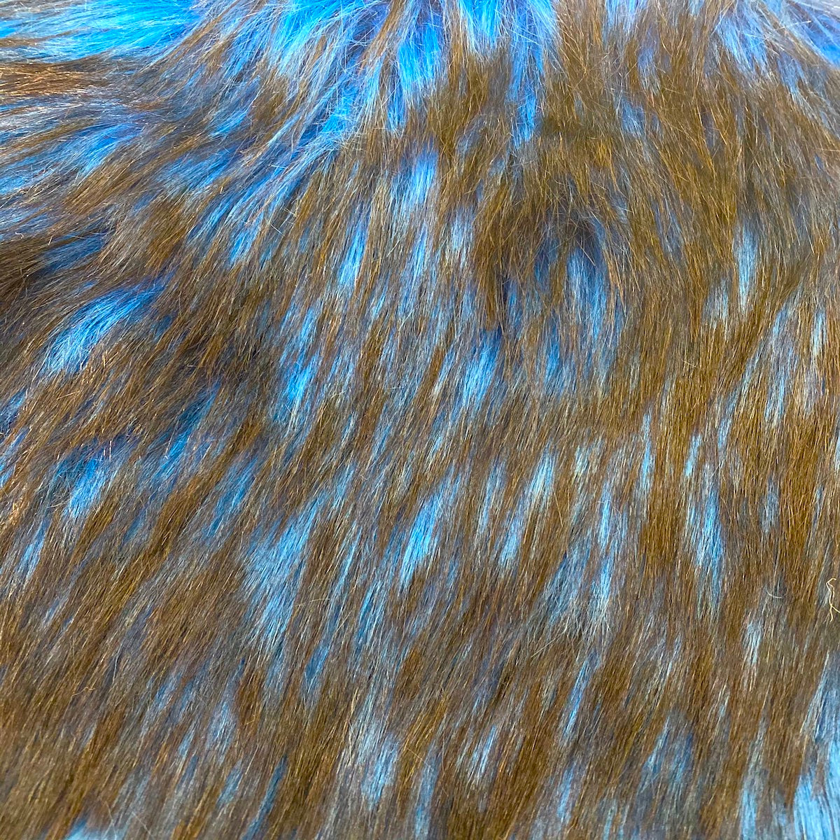 Royal Blue Black Husky Print Long Pile Shaggy Faux Fur Fabric - Fashion Fabrics LLC