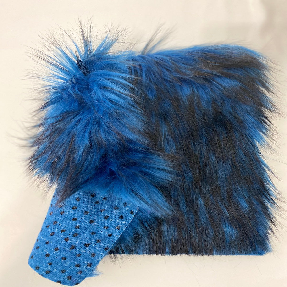 Royal Blue Black Husky Print Long Pile Shaggy Faux Fur Fabric - Fashion Fabrics LLC