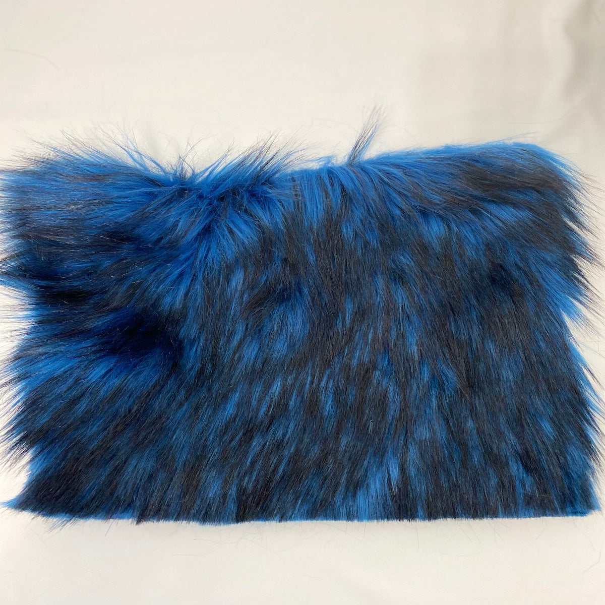 Royal Blue Black Husky Print Long Pile Shaggy Faux Fur Fabric - Fashion Fabrics LLC