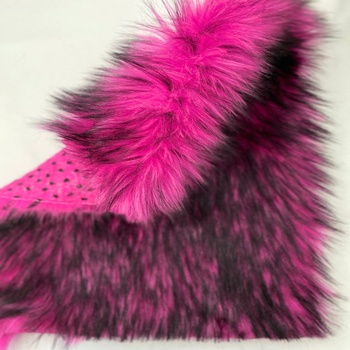 Hot Pink Black Faux Fake Fur Husky Long Pile
